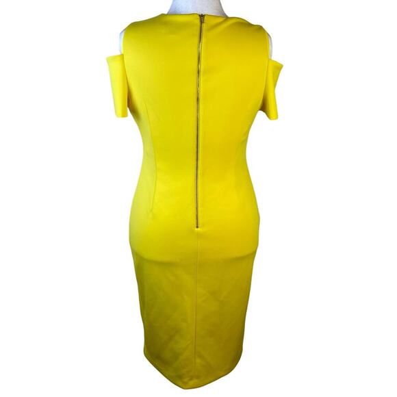 Calvin Klein Size 10 Bright Yellow Sheath Scuba Neoprene Dress Classic Career - Picture 4 of 15